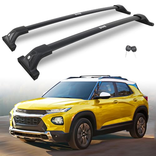 Image of 330 lbs Lockable Roof Rack Cross Bars Fit for 2021-2026 Chevy Chevrolet Trailblazer with Side Rails (Not for LS), Aluminum Crossbars Cargo Carrier, Rooftop Accessories for Bike Kayak Skis