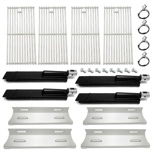 Tmozyar Heat Plates Cooking Grates 4 Burners and Igniter Replacement Parts for Master Forge BG179A Gas Grill