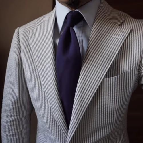 Mens Seersucker Summer Suits 2 Pieces Blazer Pants Suit for Wedding Mens Formal Suits Slim Fit Chic4