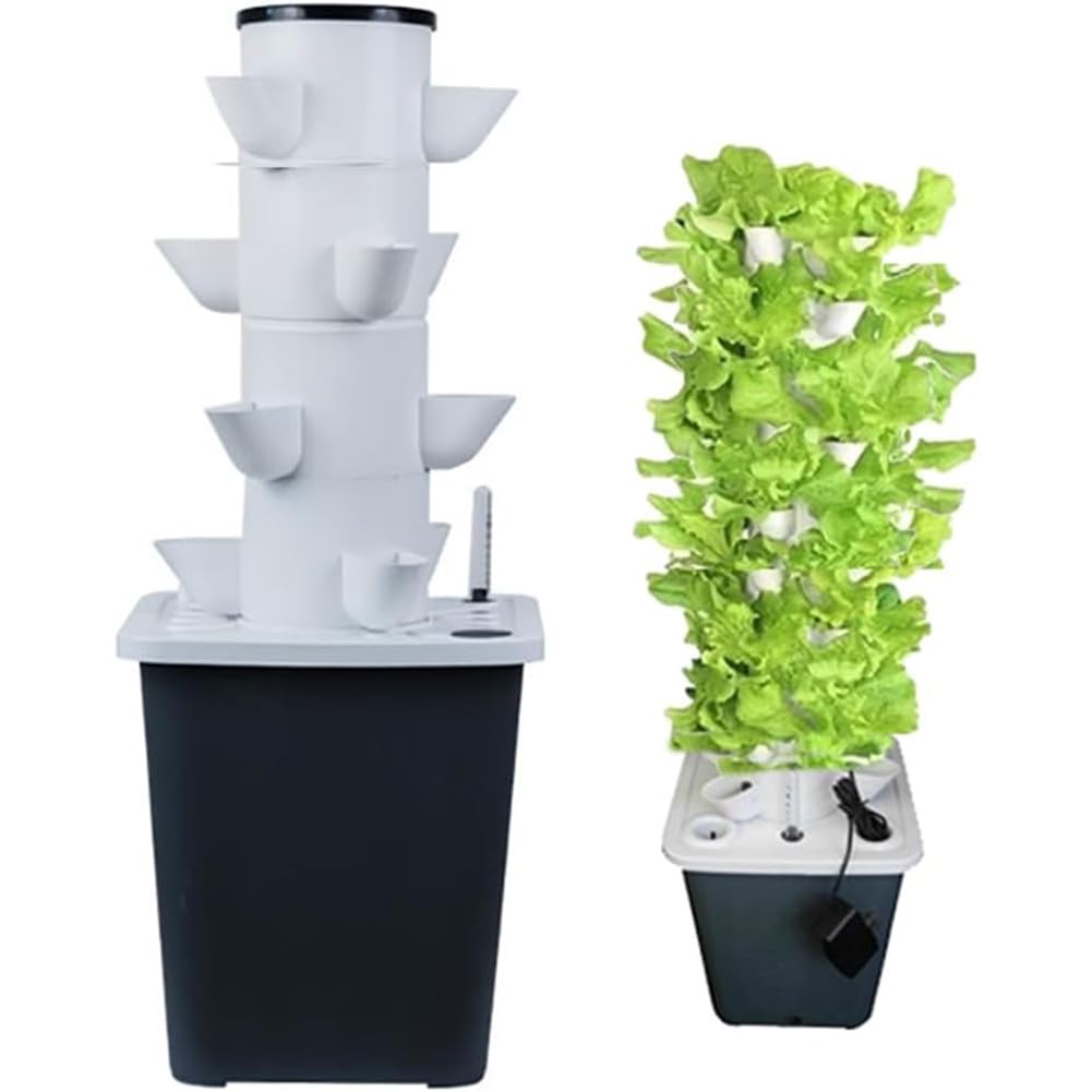 Sistema de Cultivo hidropónico de jardín, aeroponía de Torre hidropónica, Kit de Cultivo de 15/20/25/30 vainas Sistema de plantación acuapónica con Bomba hidratante, Adaptador, Mac