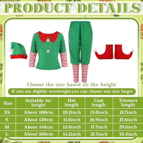 Disfraz completo de duende navideño para niños Geyoga miniatura 3