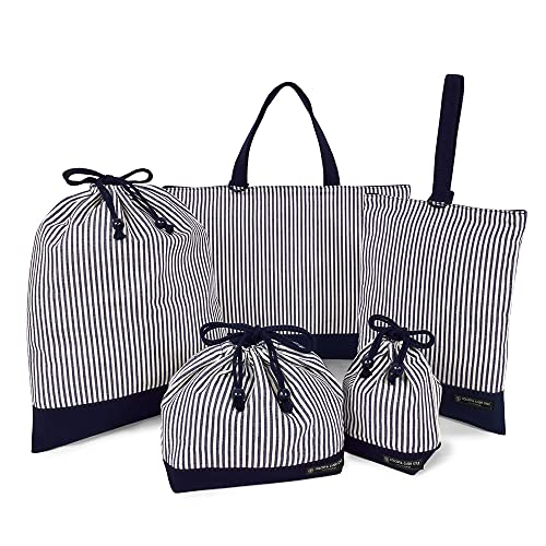 入園入学 5点セット 男の子 入園入学準備 レッスンバッグ シューズケース 巾着袋 子供 ヒッコリーストライプ 紺 カラフルキャンディスタイル N8193300