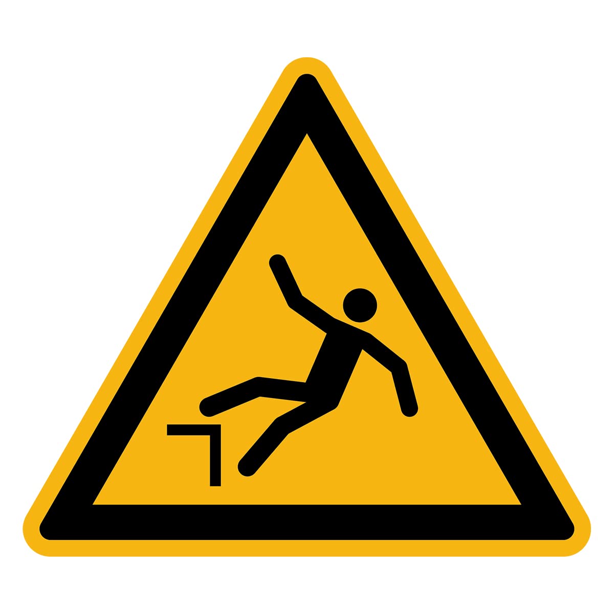 Sticker Danger Warning NF ISO 7010 - Laminated Triangular Signage Adhesive Sticker Water and UV Resistant - Danger of Falling - 5x5 cm