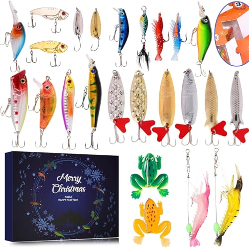 Calendario Adviento Pesca, Calendario de adviento Pesca, Calendario Hombre 2025 Hombre Adolescente Niño Calendario Navidad 24 Gran Regalo Sorpresa