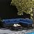 Lviden 7 Pieces Outdoor PE Wicker Furniture Set Patio Rattan Sectional Conversation Sofa Set with Navy Blue Cushions and Glass Top Table