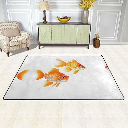 Tapis imprimé poisson doré super doux pour salon et chambre