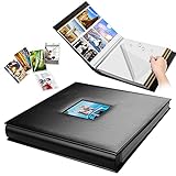 NESCL Photo Album Self Adhesive 80 Sticky Pages Leather Cover Scrapbook Photos Book for Christmas Gi