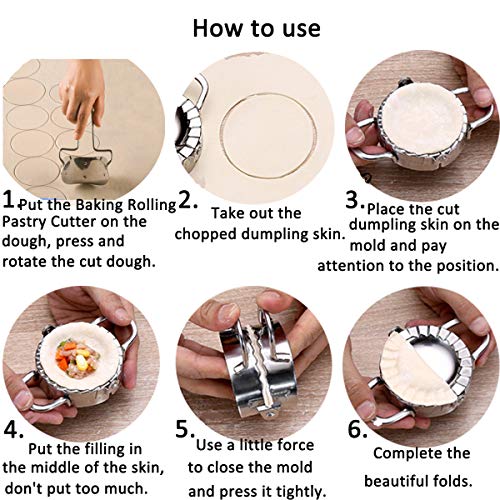 Stainless Steel Dumpling Maker Empanada Press Wraper Dough Cutter Pie Ravioli Dumpling Mould Kitchen Accessories-SYSAMA Eco-Friendly Pastry Tools (2pcs large dumpling maker+ 1 Pastry Cutter)