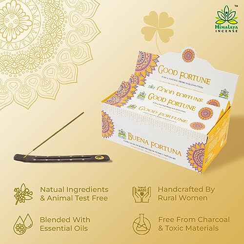 Image of Himalaya Premium Incense Sticks for Everyday Use | Aroma Fragrance Sticks | Pooja Room Items for Home & Prayers | Freshness Positive Energy (Good Fortune Fragrance) (Pack of 12, Each of 15 GM)