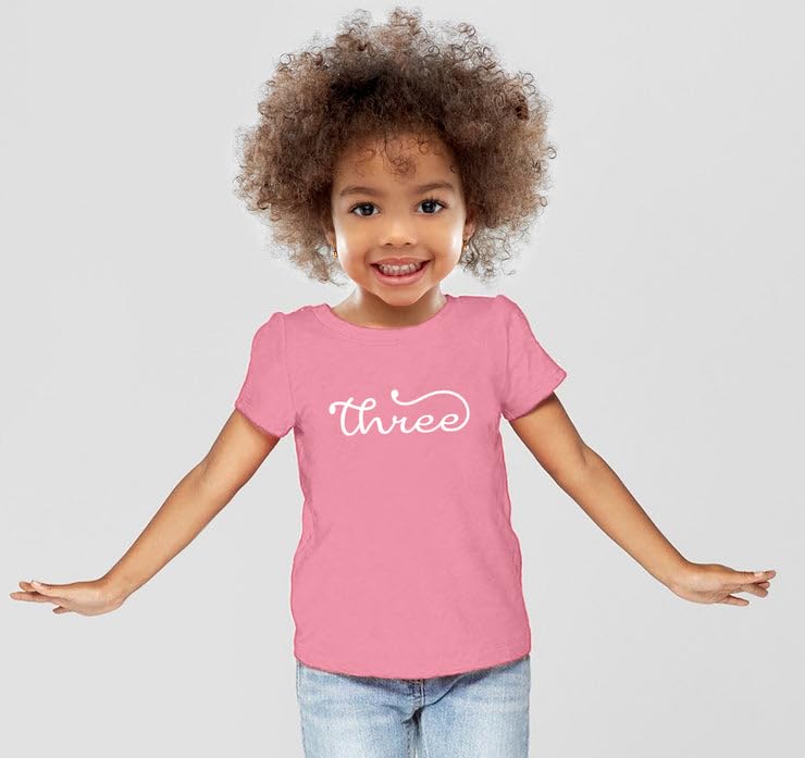 Simple 3rd Birthday Party T-Shirt for 3 Year Old Toddler Girls 3T2