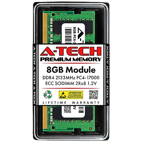 Image of A-Tech 8GB DDR4 2133MHz PC4-17000 ECC SODIMM 2Rx8 Dual Rank 1.2V 260-Pin RAM Memory Upgrade Module for Microserver, Workstation, and Networking Platforms