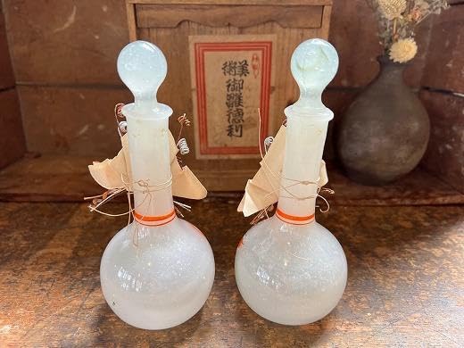 雛徳利 雛道具 和ガラス アンティーク　雛道具 品番g-0837 雛徳利Bウランガラス雛道具和ガラスアンティーク共箱