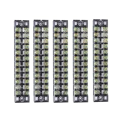 Summer-Home 5Pcs 15A 600V 12 Position Covered Dual Row Screw Terminal Barrier Strip Block Connector Bar Cover