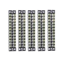 Summer-Home 5Pcs 15A 600V 12 Position Covered Dual Row Screw Terminal Barrier Strip Block Connector Bar
