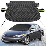 XHRING Car Windshield Cover for Ice and Snow Compatible with Civic Accord Camry Corolla Altima Sentra Elantra K5 Soul Sedans, Auto Front Window Winter Anti-Snow Frost Cover with Side Mirror Covers