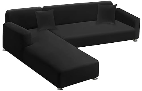 LA MEACK Sectional Couch Covers 2-Piece Softness L Shaped Sofa
