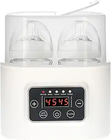 Aquecedor de mamadeiras 5 em 1 aquecedor digital de comida para bebês com cronômetro e visor digital Esterilizador a vapor de garrafa dupla para descongelamento aquecedor portátil para leite materno