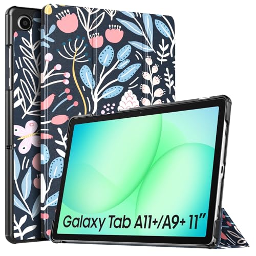 TiMOVO Funda para Samsung Galaxy Tab A11+ Plus/A9+ Plus 11 Pulgadas (2025/2023), Funda Ligera y Delgada con Soporte, Auto Activación/Suspensión, Flor de Colores
