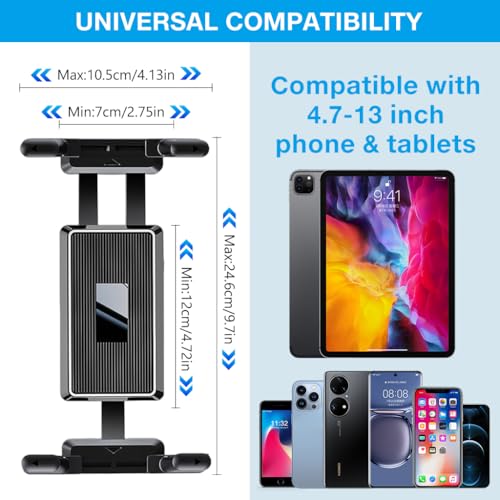 Image of HASTHIP Tablet Phone Holder for Microphone Stand, Universal Clamp Mount for 4.7-13 inch Tablets & Smartphones, 360 Rotating, Adjustable Arm, Portable Mic Stand Clip for Live Streaming, Performers