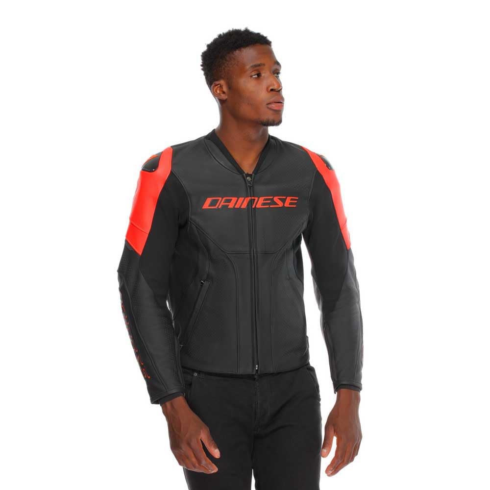 Dainese Racing 5 perforowana skórzana kurtka motocyklowa, czarny/czerwony, 52