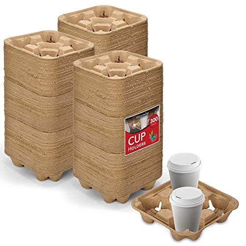 4-Cup Drink Carriers (300 Pack) - Coffee Cup Carriers - Disposable Cup Holders - Take Out Beverage Tray - Soda Cup Holder - Takeout Drink Carriers - Beverage Carrier - Drink Holders - Stock Your Home