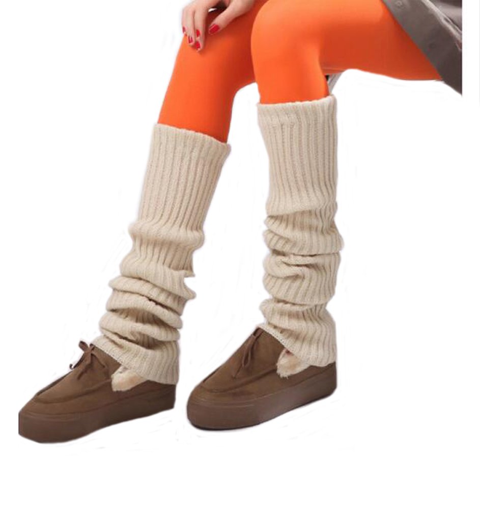 Ewanda storeWomen 80s Winter Extra Long Over Knee High Leg Warmers Knitted Thick Wool Crochet Boot Socks