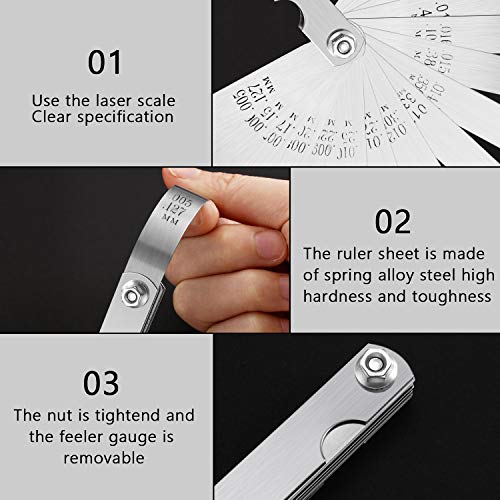 2 Pieces Steel Feeler Gauge Dual Marked Metric And Imperial Measuring Tool (32 Blades Feeler Gauge, 16 Blades Feeler Gauge) #TOP2