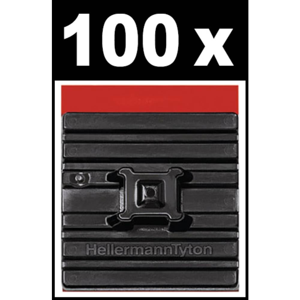 HellermannTyton, FlexTack - Base Sujetacables, Serie FMB - para Superficies Redondeadas o en Angulo, Adhesivo de Alto Rendimiento, 28x28mm, Color Negro, 100 Piezas