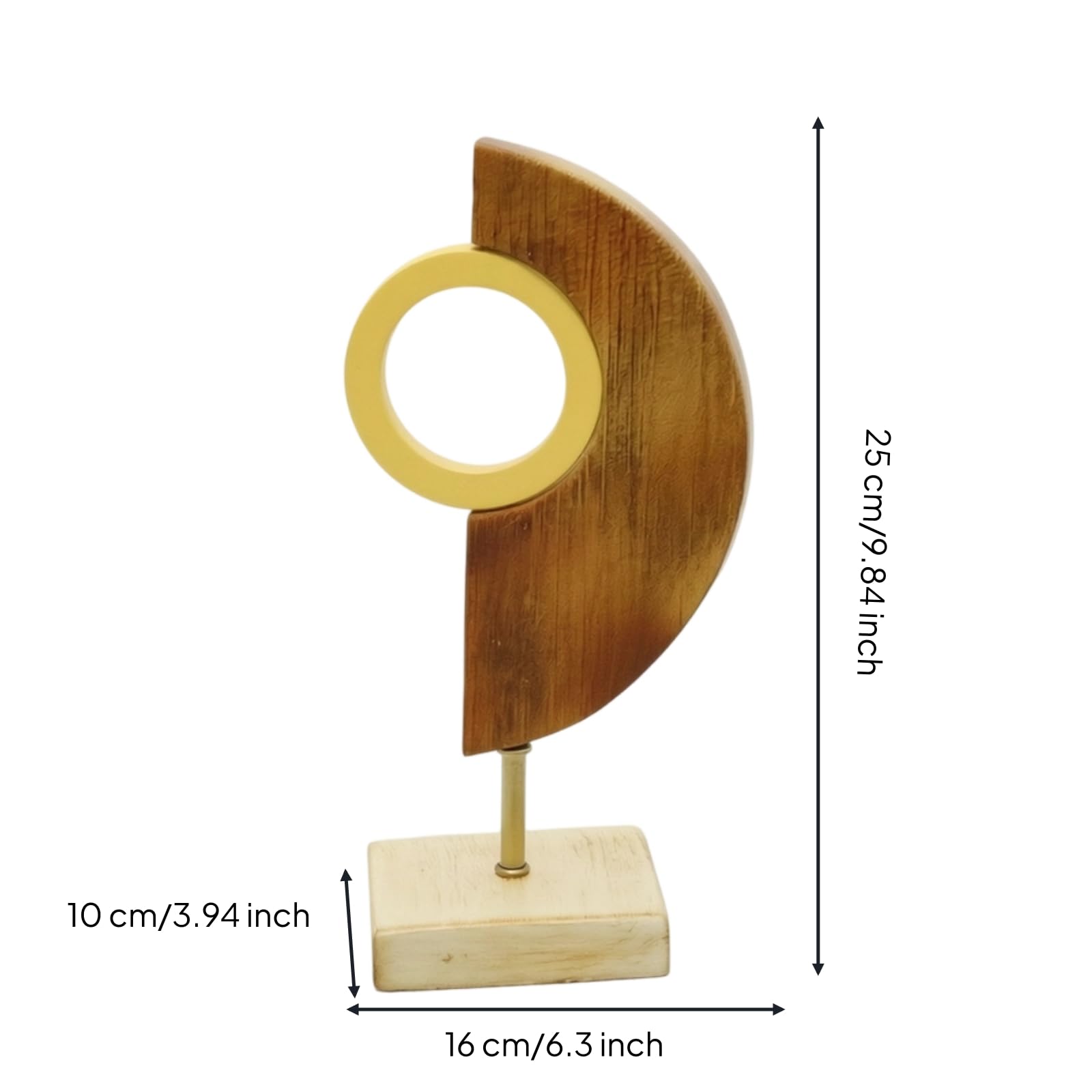 F Fityle Escultura Compuesta Decorativa Moderna Geométrica con Centro Hueco Base Rectangular y Soporte Metálico Material Resina y Plástico Adecuada para Escritorio Recibidor Estudio Mesa Auxiliar