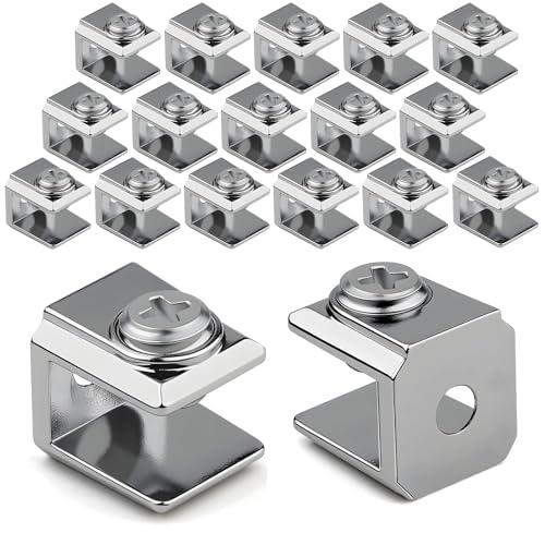 TXXATX 18 Pièces Support Etagere Verre Réglable Pince a Verre Pince Support en Alliage de Zinc Pinces pour Étagère pour Panneau de 3-8 mm Plaques...