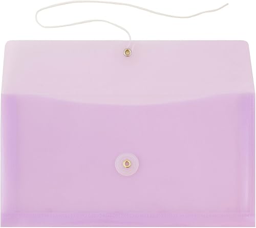 Vista 333 de Sobres de plástico con botón y cuerda, Variados Paquete de 6 colores surtidos