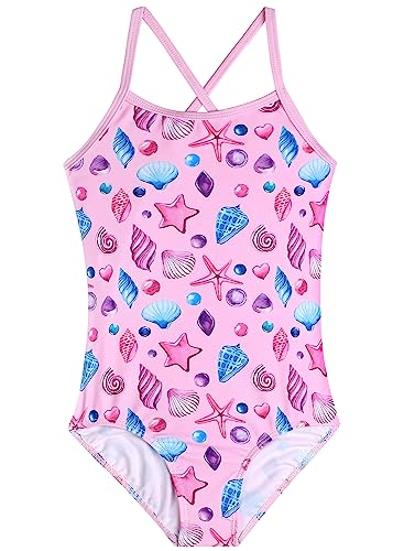 Image of Girls Swimsuit One Piece Bathing Suit with Adjustable Straps Cute Little Kids Swimming Suits Beach Swimwear 4T-12