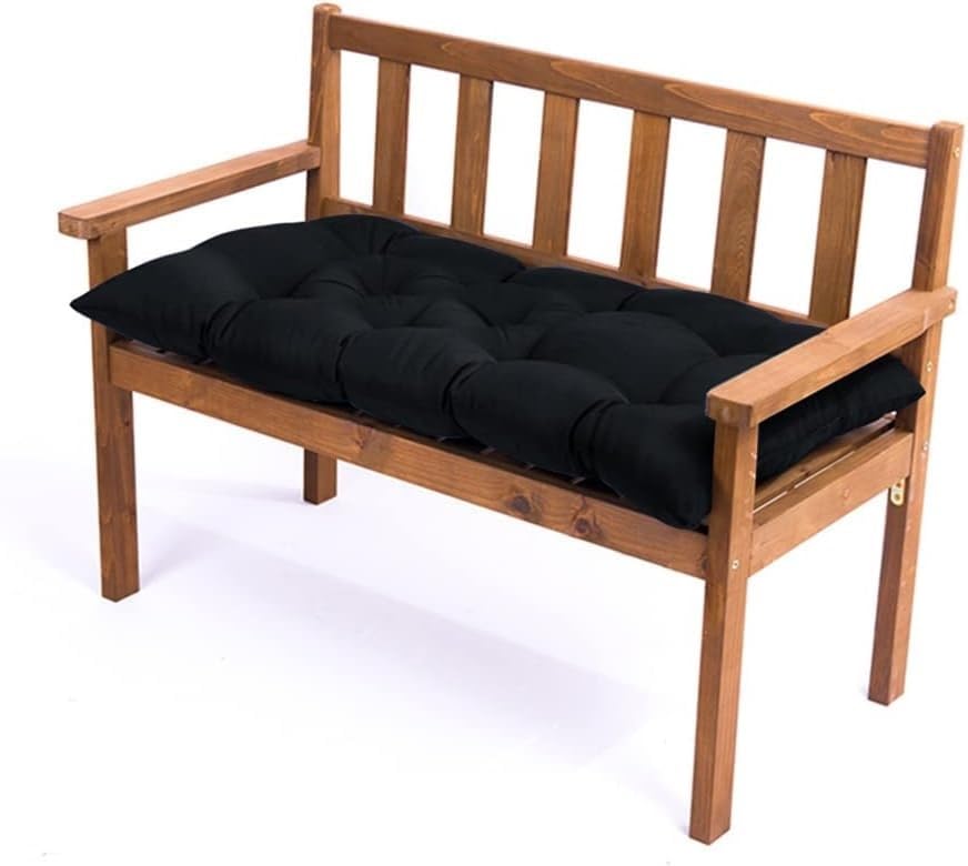 Banco de jardín con cojín impermeable de 130 x 50 cm para exterior y suelo