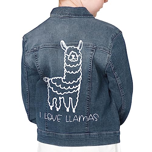 I Love Llamas Kids' Denim Jacket - Llama Patterned Present - Llama Motif Stuff - Main Image