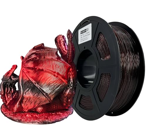 Image of PETG 3D Printer Filament 1.75 mm,Translucent Red Black,Ruby Red Gradient,Multi Color PETG Filament,Accuracy + /- 0.05 mm net Weight 1 kg