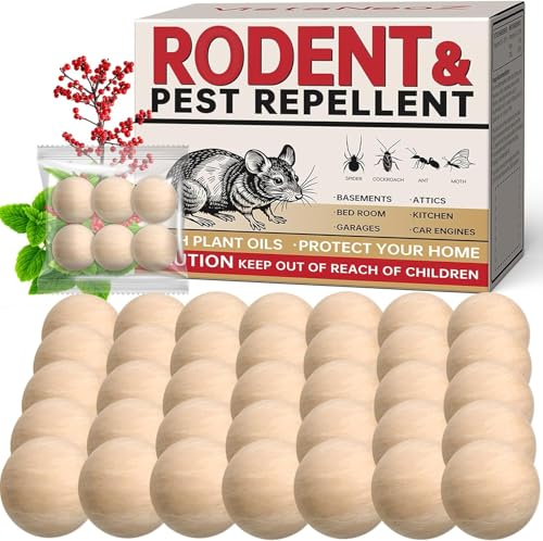 36 Balls Rodent Repellent, Peppermint Oil to Repel Mice and Rats, Mouse Repellent for Indoor and...