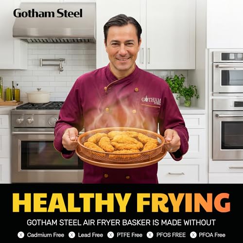 Image of GOTHAM STEEL Crisper Tray Air Fryer Basket for Oven, 12 Inch Round