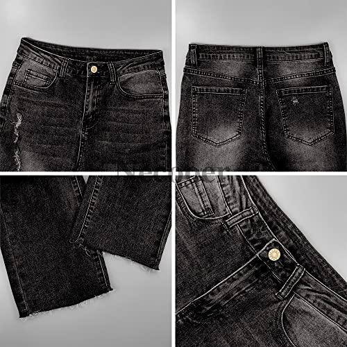Necooer Womens Flare Jeans Classic Stretch Raw Hem Flare Bell Bottom Denim Jeans Pants4