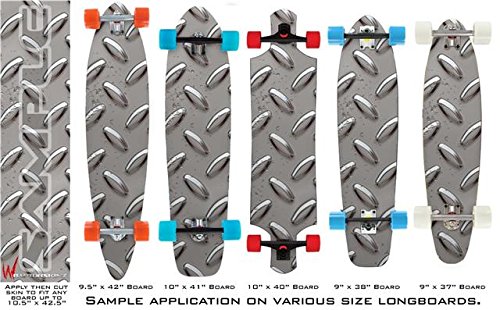 Diamond Plate Metal 02 - Decal Style Vinyl Wrap Skin fits Longboard Skateboards up to 10