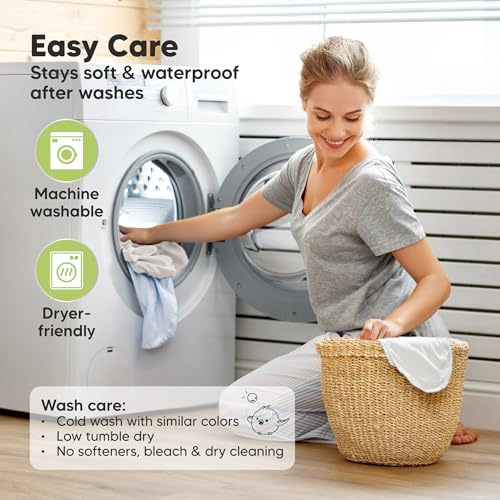 Image of 2-Pack Waterproof Bassinet Mattress Protector - Quiet Bassinet Waterproof Cover Compatible with Halo Bassinest Swivel Sleeper, Hourglass 30 inchx18 inch, Soft Quilted Cotton, Durable & Easy Fit (Soft White)