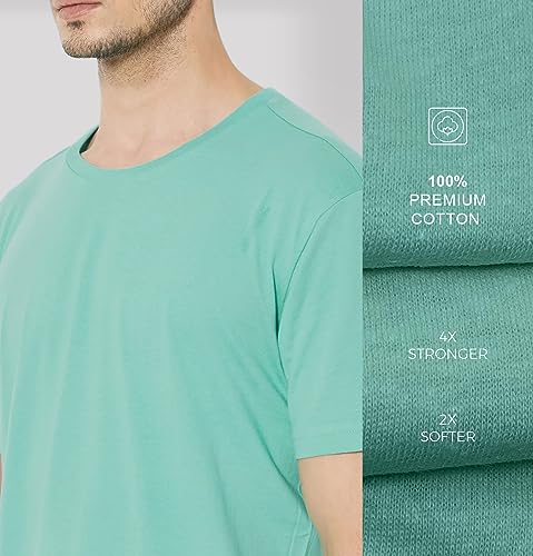Image of Sleepynuts Round Neck Plain Cotton T-Shirt for Men Pack of 4