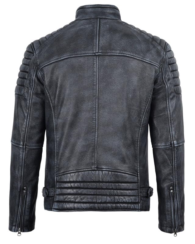 Image of Blingsoul Real Lambskin Leather Jacket Men - Cafe Racer Style Premium Men's Leather Jacket