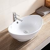 Mecor 23'' x 16'' Oval Egg Shape Vessel Sink Bathroom Vanity Bowl with Pop Up Drain, White Ceramic