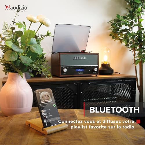 Audizio Frisco Platine Vinyle Bluetooth avec Radio Dab+ Intégrée – Marron, Radio Dab+ et FM avec Haut-Parleur Intégré, 33, 45, 78 Tours, Idéale pour écouter Vos vinyles préférés - Les Beatles, Paul McCartney, John Lennon, RIngo Starr, George Harrison Audizio Frisco Platine Vinyle Bluetooth avec Radio Dab+ Intégrée - Marron, Radio Dab+ et FM avec Haut-Parleur Intégré, 33, 45, 78 Tours, Idéale pour écouter Vos vinyles préférés – Image 3