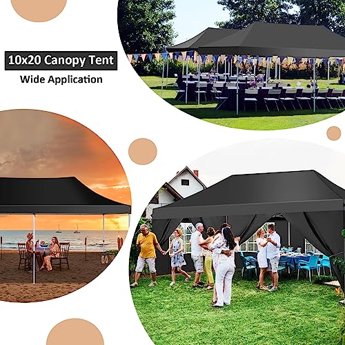 Image of COBIZI 10x20 Pop up Canopy Tent for Parties, Carry Bag,6 Walls,4 Sandbags