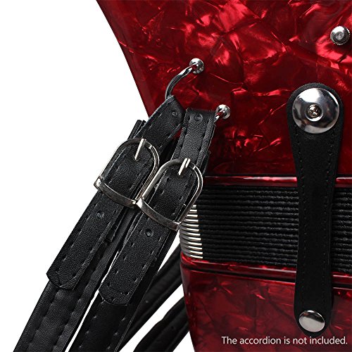 KKmoon Um par de alças de ombro acordeão de couro sintético ajustável para 16-120 acordeões de grave