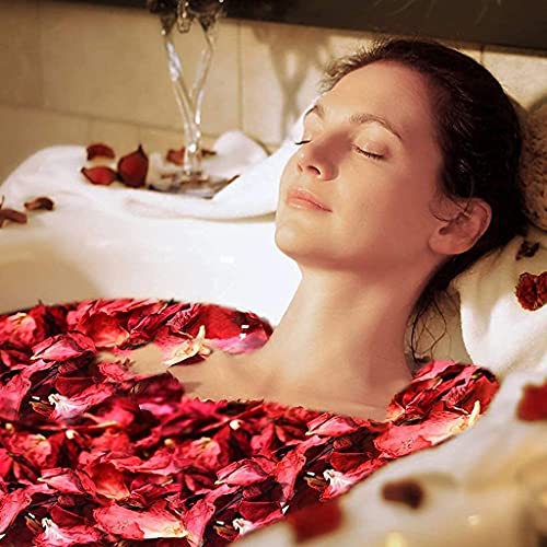 Reccisokz 100G natuurlijke gedroogde rozenblaadjes echte bloem droog rood rozenblaadje voor voetenbad lichaam bad spa… - Image 5