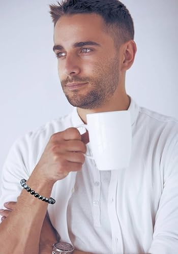 Vista 47 de MASSIVE BEADS Pulsera elástica de yoga hecha a mano con piedra natural, cristal curativo, energía, regalos para adultos unisex de 0.157 in, 0.236