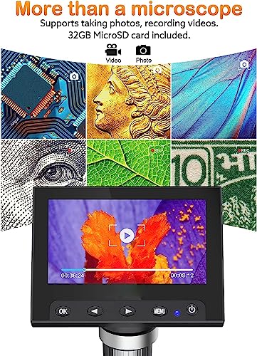 Image of Tobo LCD Digital Microscope, 4.3 Inch Handheld USB Microscope 50X-1000X Magnification Coin Microscope with 8 Adjustable LED, PC View, Microscope for Adults /Kids-TD-1015IM.