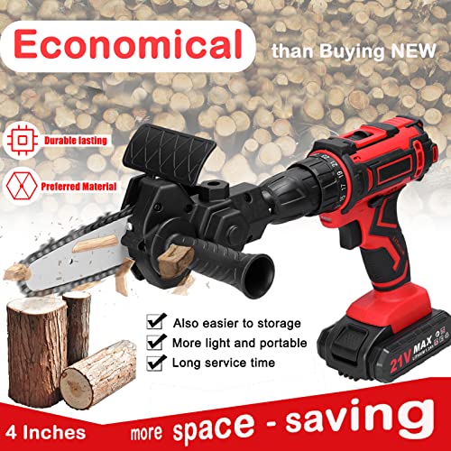Weytoll 4 Inch Electric Drill Modified To Electric Chainsaw Drill Attachment, Drill Chainsaw Attachment Practical Modification Tool Set Woodworking Chainsaw For Drill #TOP1